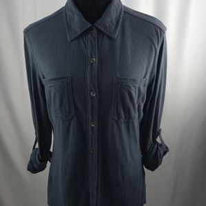 Carhartt Women's Button Down Roll Tab sleeves with 2 pockets Blue Sz S
